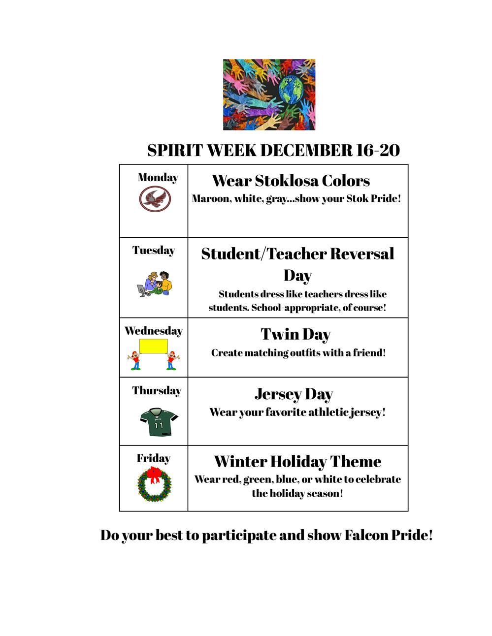  DECEMBER SPIRIT WEEK!